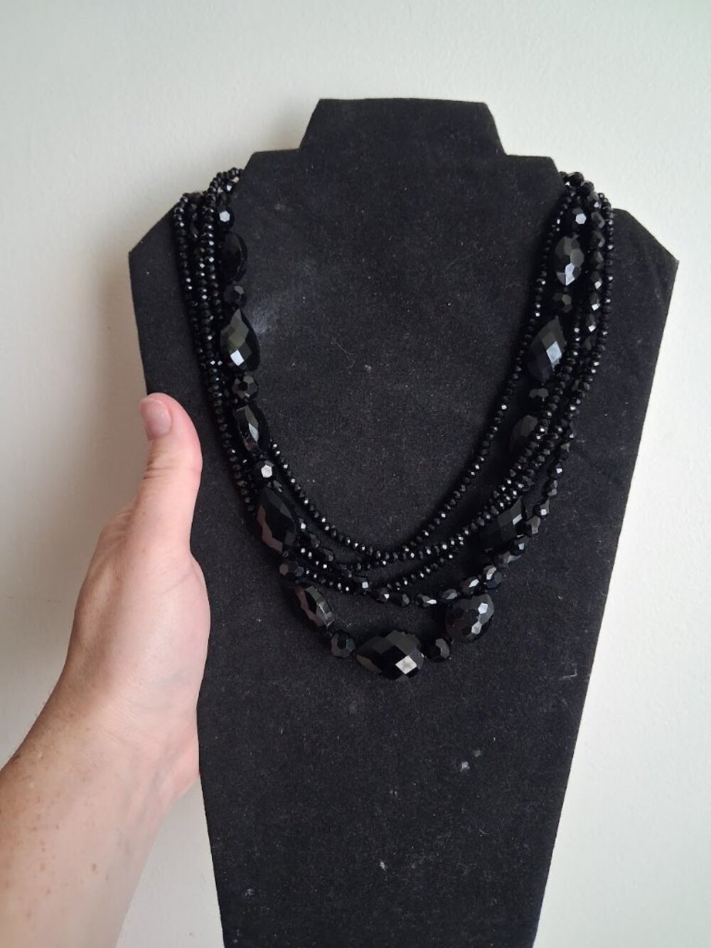 Black Glass Beaded Draper's & Damon's necklace
